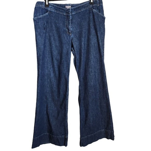 J. Jill Denim - J. Jill Womens Jeans Size 18 Blue Denim Stretch Cotton Blend Wide Leg Casual
